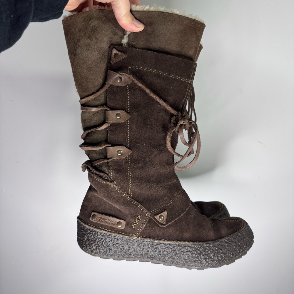 Tecnica Shearling Lined Brown Leather Lace Up Winter Boots Womens 7 EU 38 Cozy